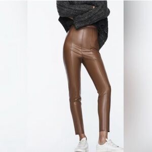 Zara faux leather high waisted hi rise legging women’s Medium Camel